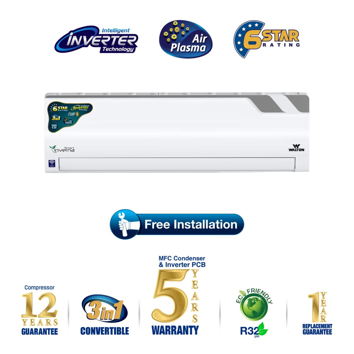 Walton Inverter AC WSI-INVERNA-EXTREME-SAVER-12C-SMART-6-STAR product image