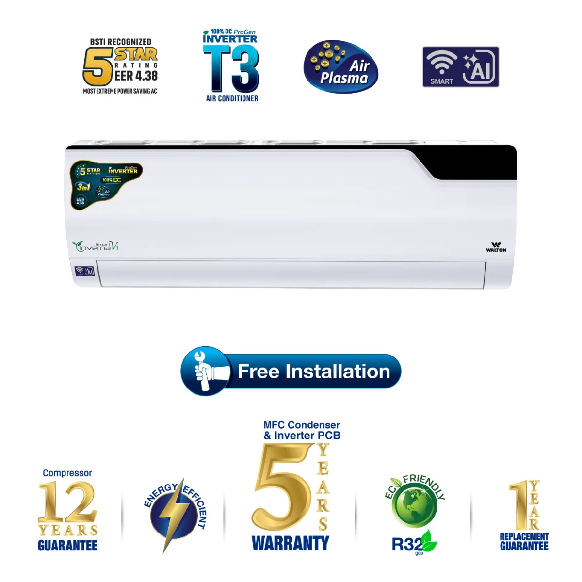 Walton Inverter AC WSI-INVERNA-EXTREME-SAVER-18H-SMART-PLASMA product image