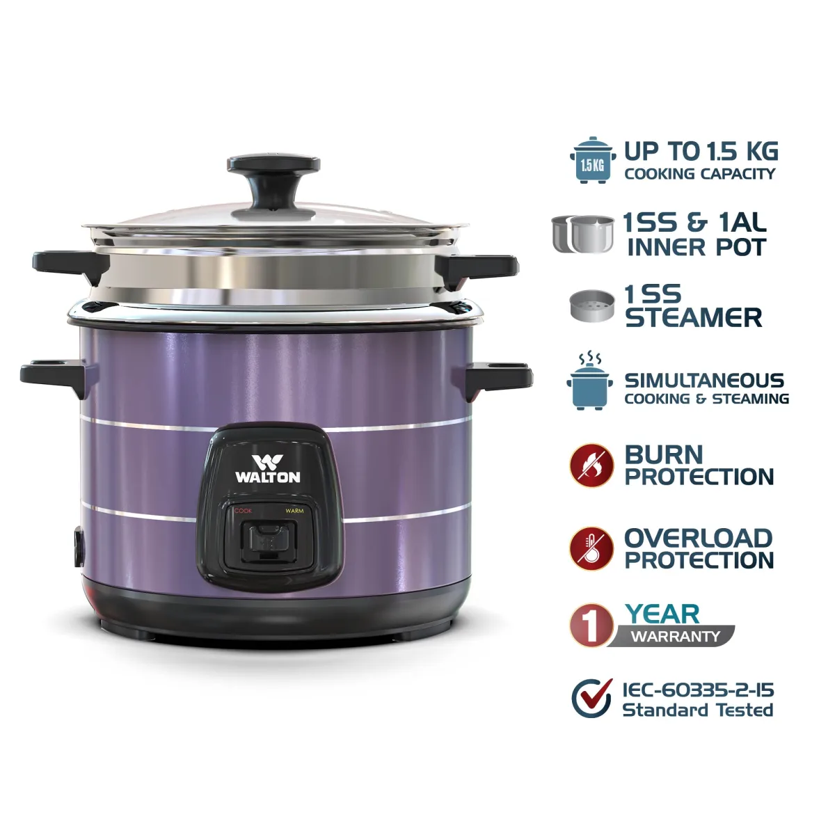Walton Rice Cooker WRC-GLORIA-DELUXE-2-2L product image