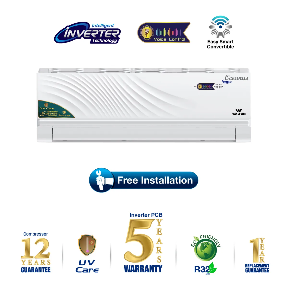Walton Split AC WSI-OCEANUS-VOICE-CONTROL-12J-UV-CARE product image