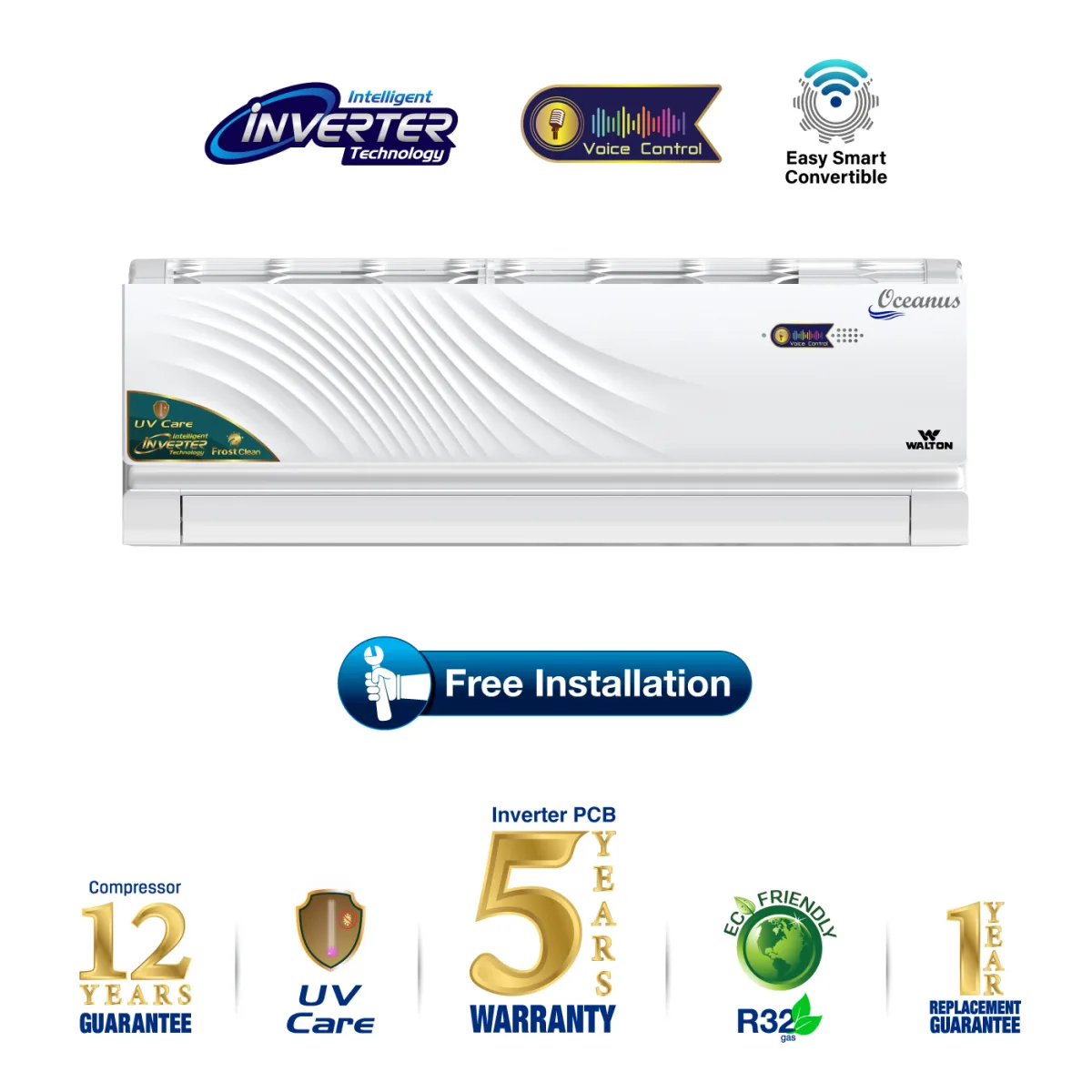 Walton Split AC WSI-OCEANUS-VOICE-CONTROL-18M-UV-CARE product image